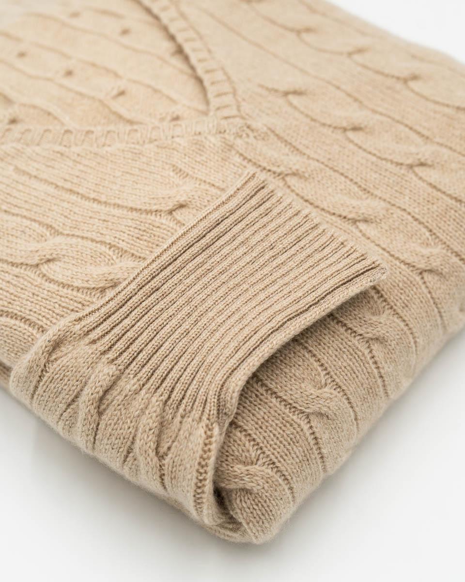 Damen Cashmere V-Ausschnitt Pullover mit Zopfmuster – Bild 5