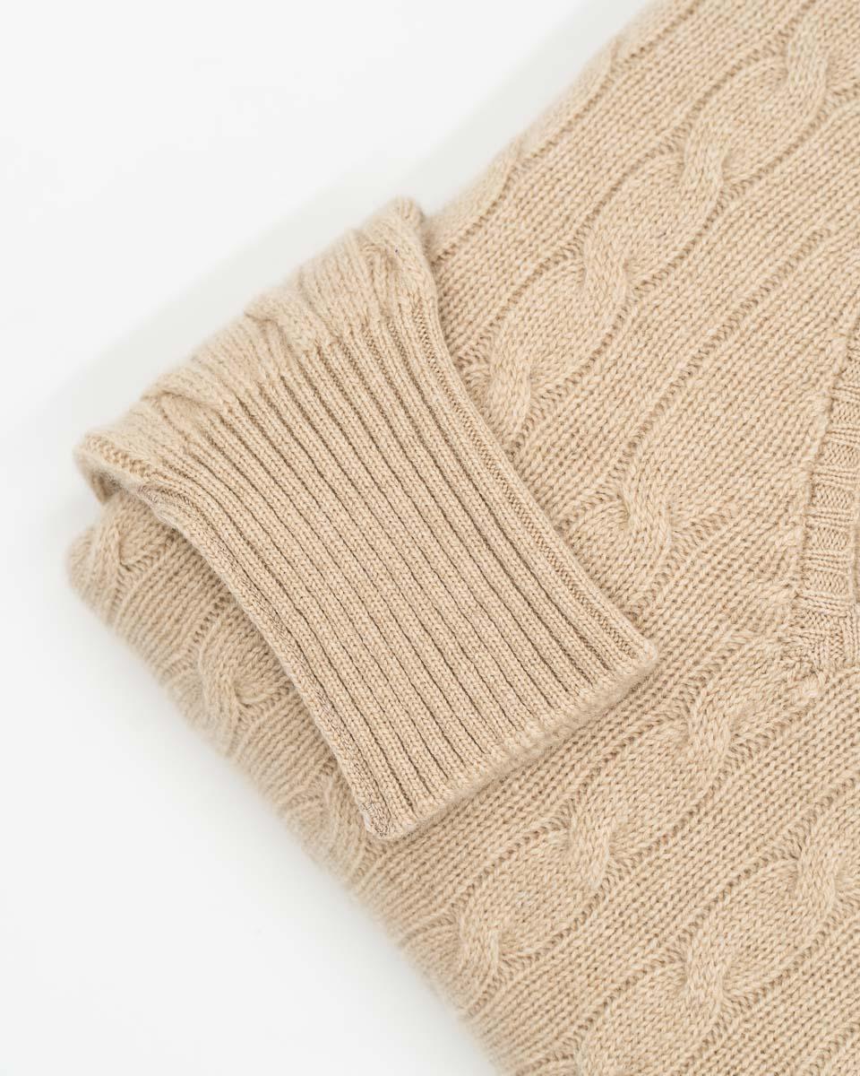 Damen Cashmere V-Ausschnitt Pullover mit Zopfmuster – Bild 4