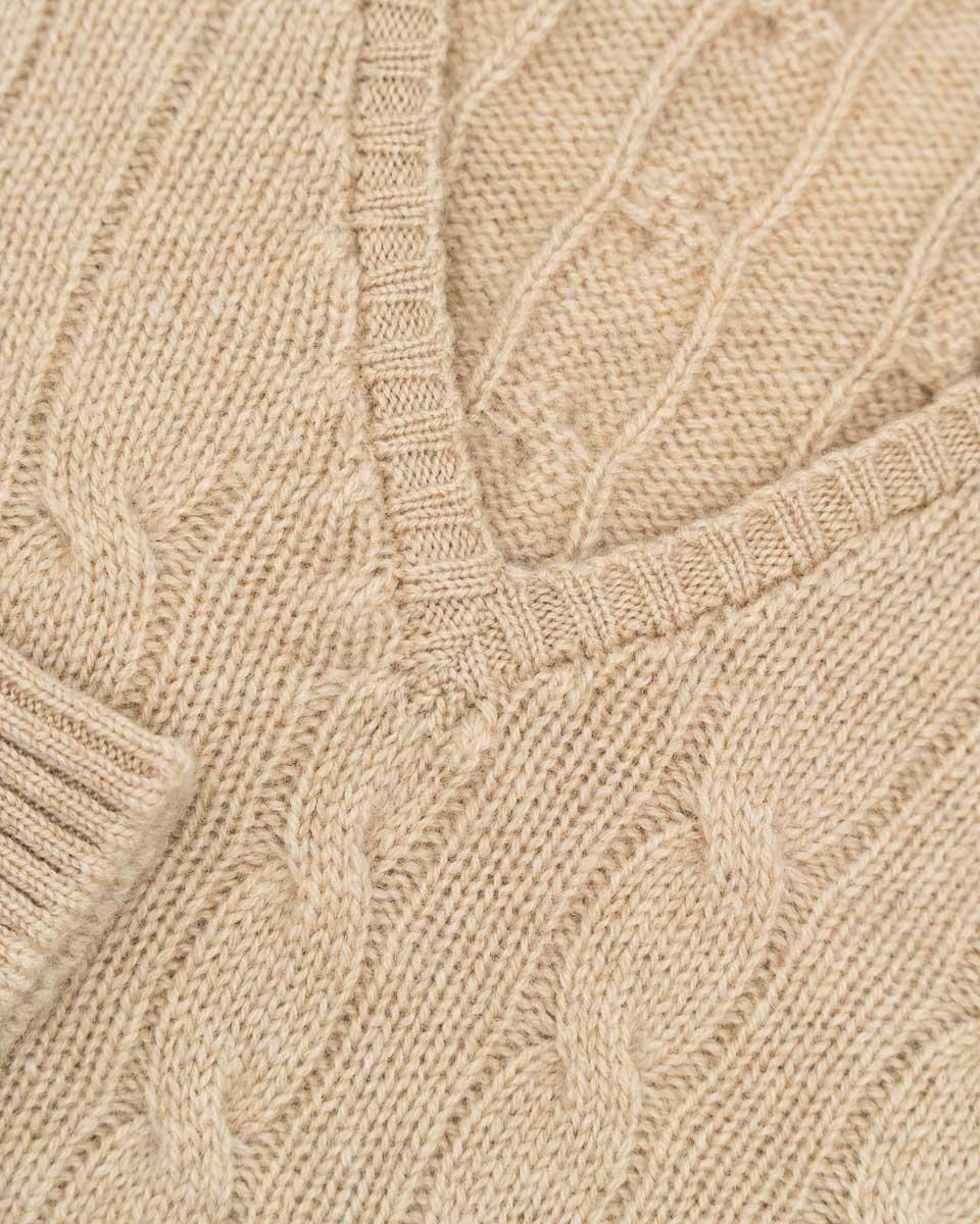 Damen Cashmere V-Ausschnitt Pullover mit Zopfmuster – Bild 3